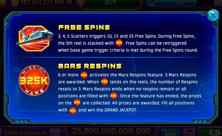 Mission Mars Cosmo Slots Bonuses
